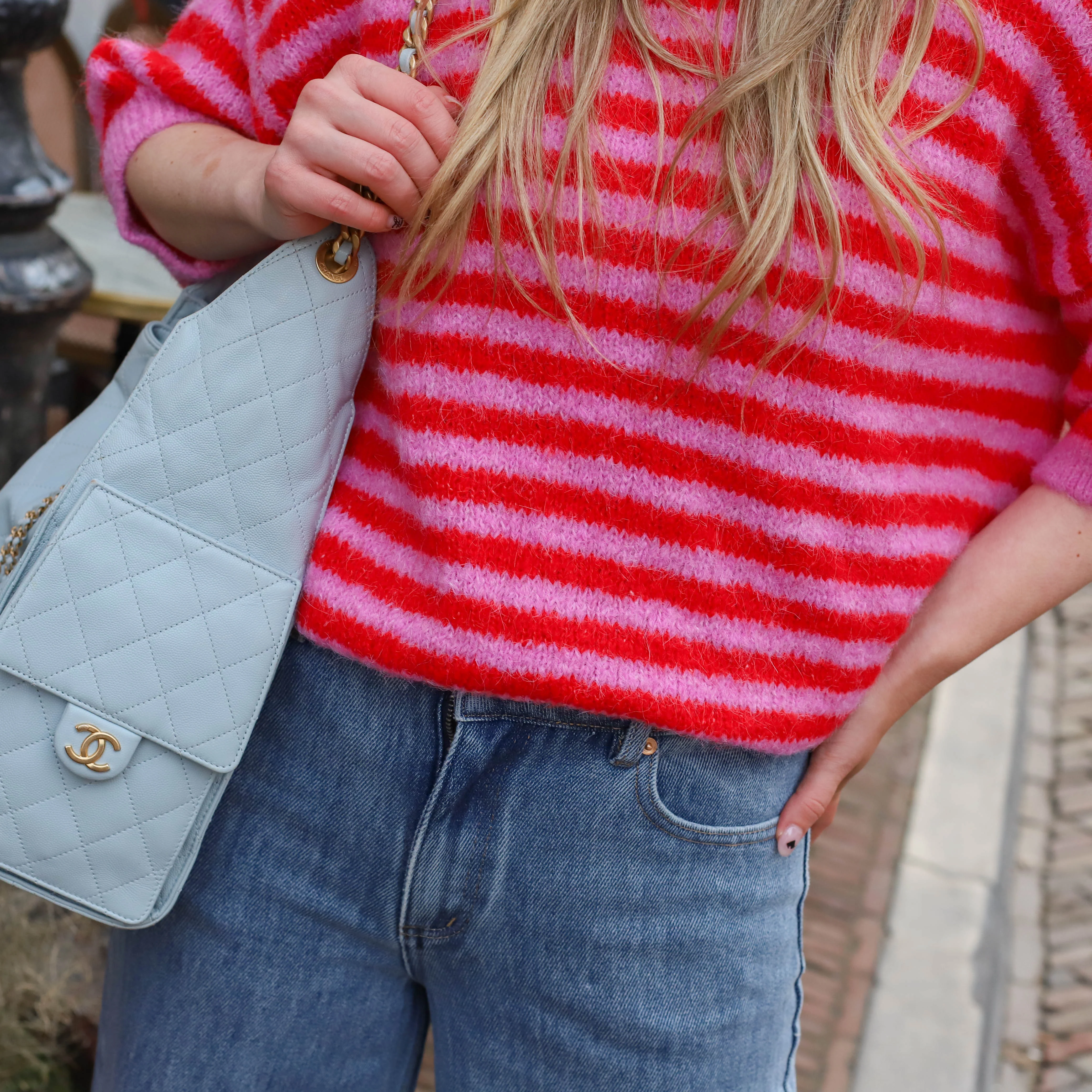 Ammy streep knit roze rood - Image 2