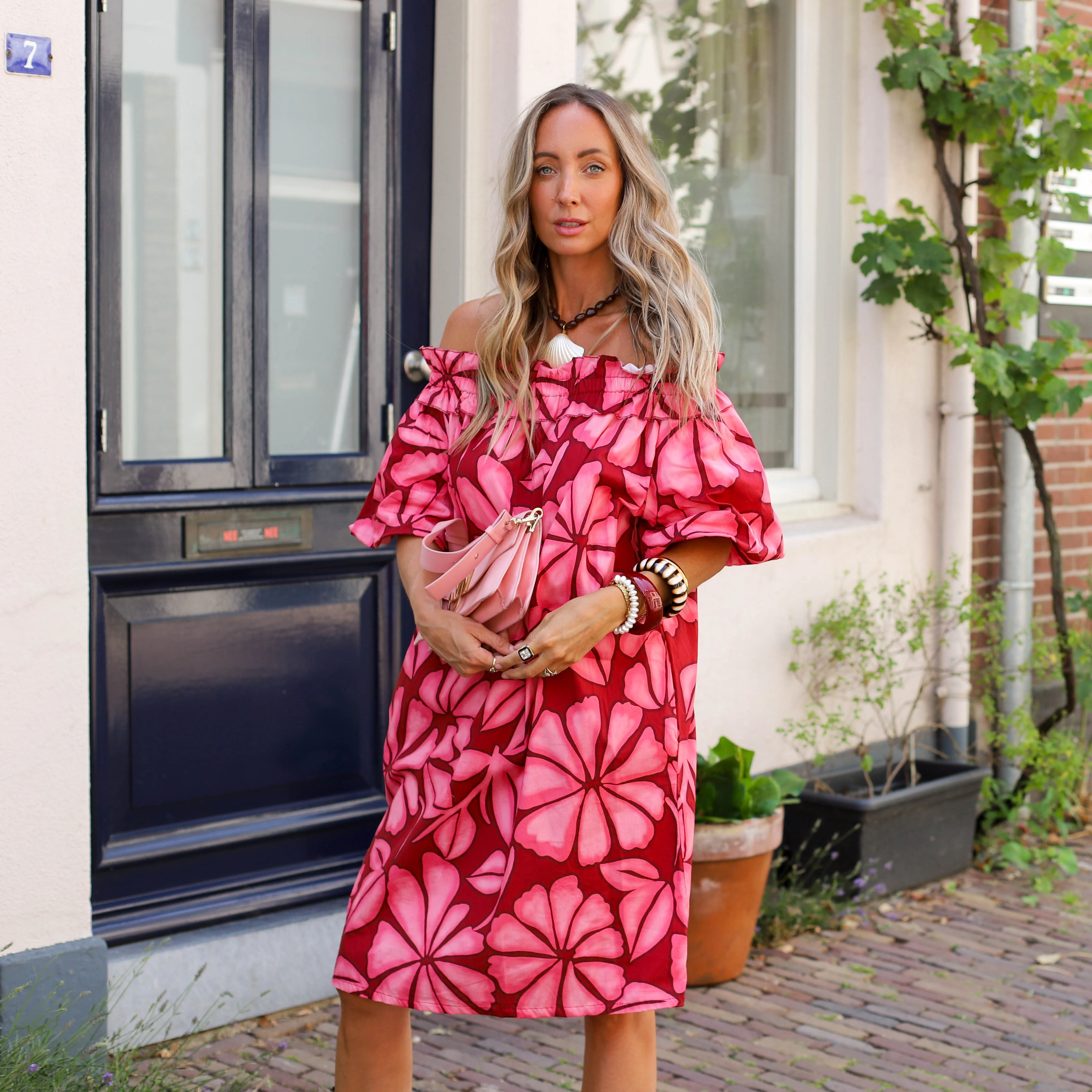 Bonita jurk burgundy roze