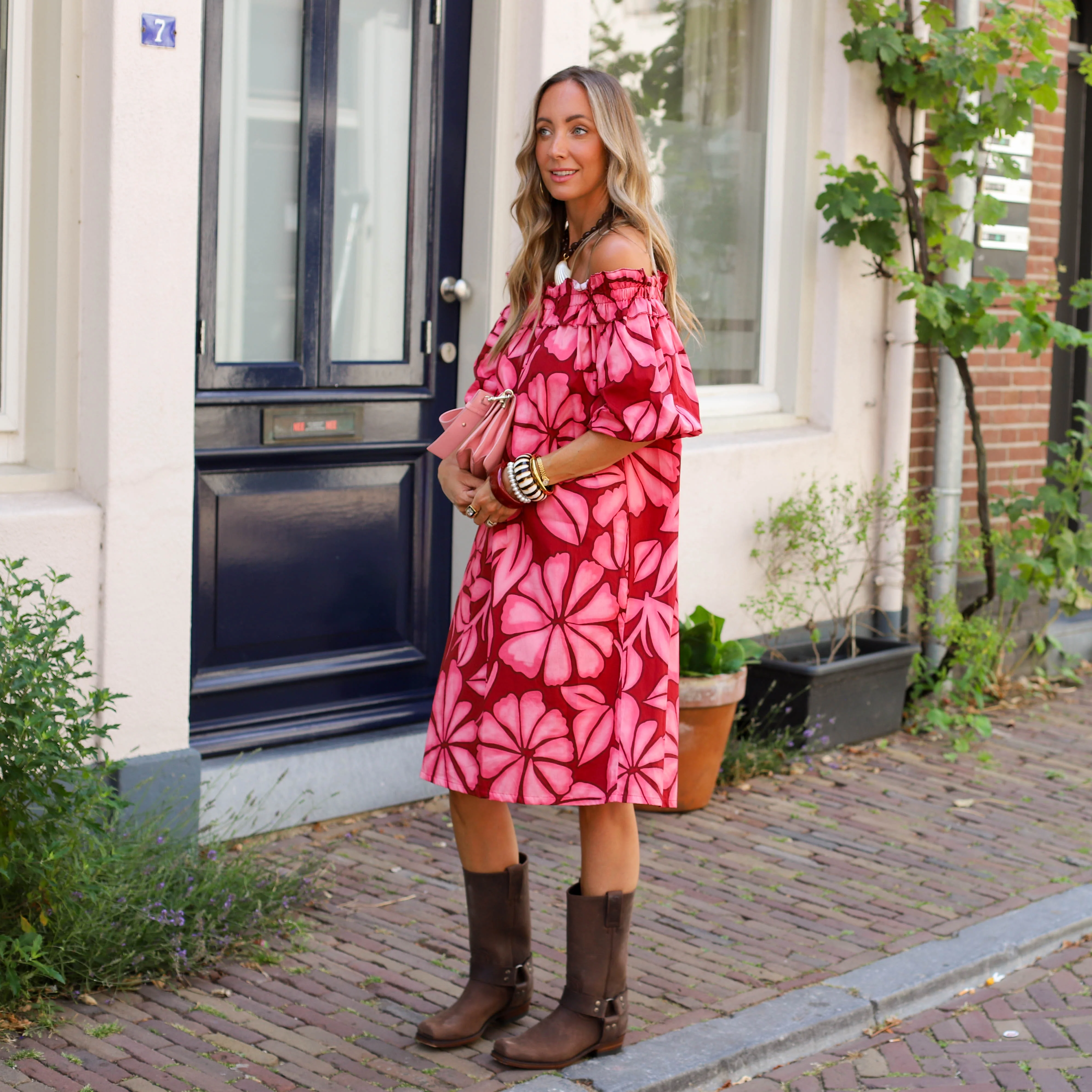 Bonita jurk burgundy roze - Image 2