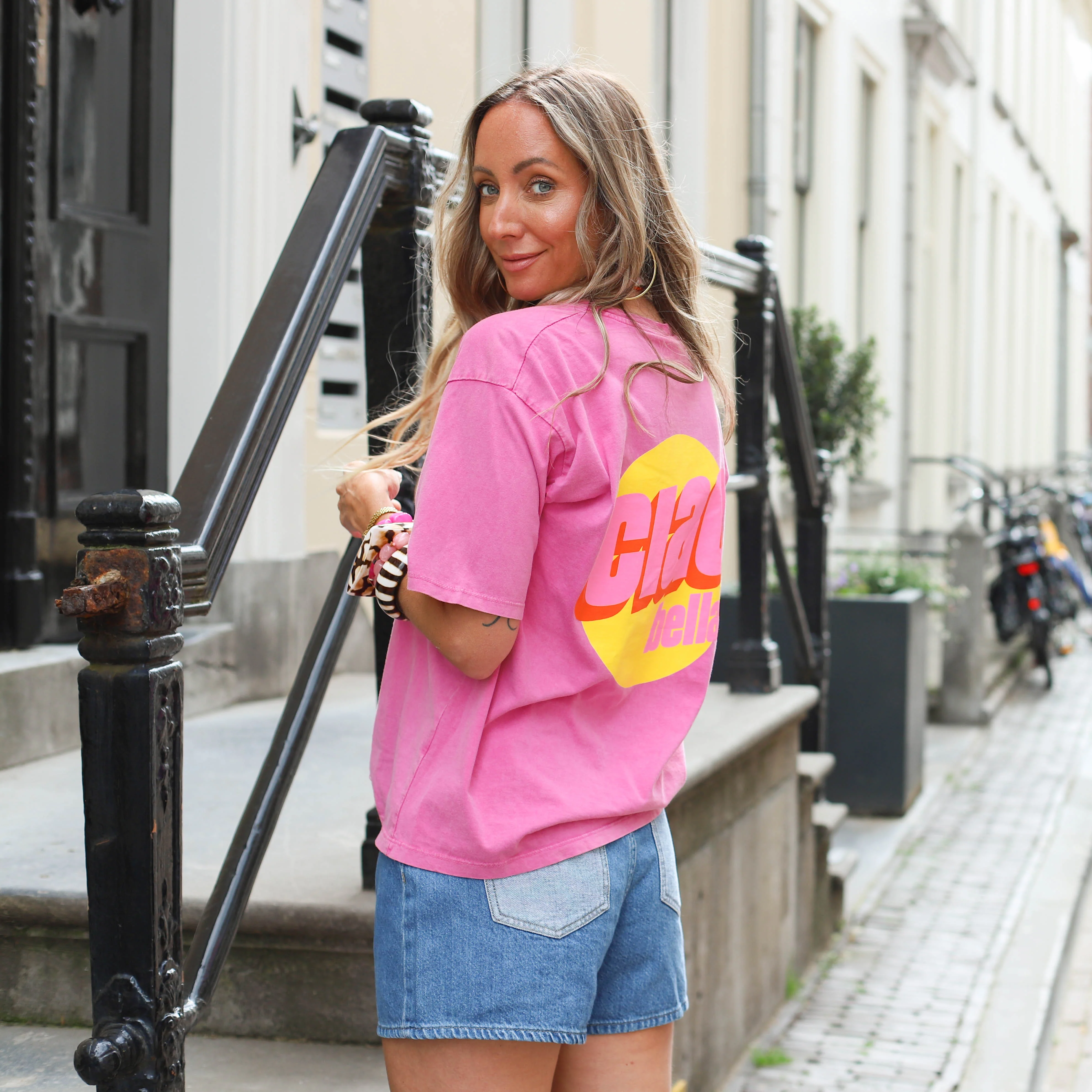 Ciao bella tee paars roze