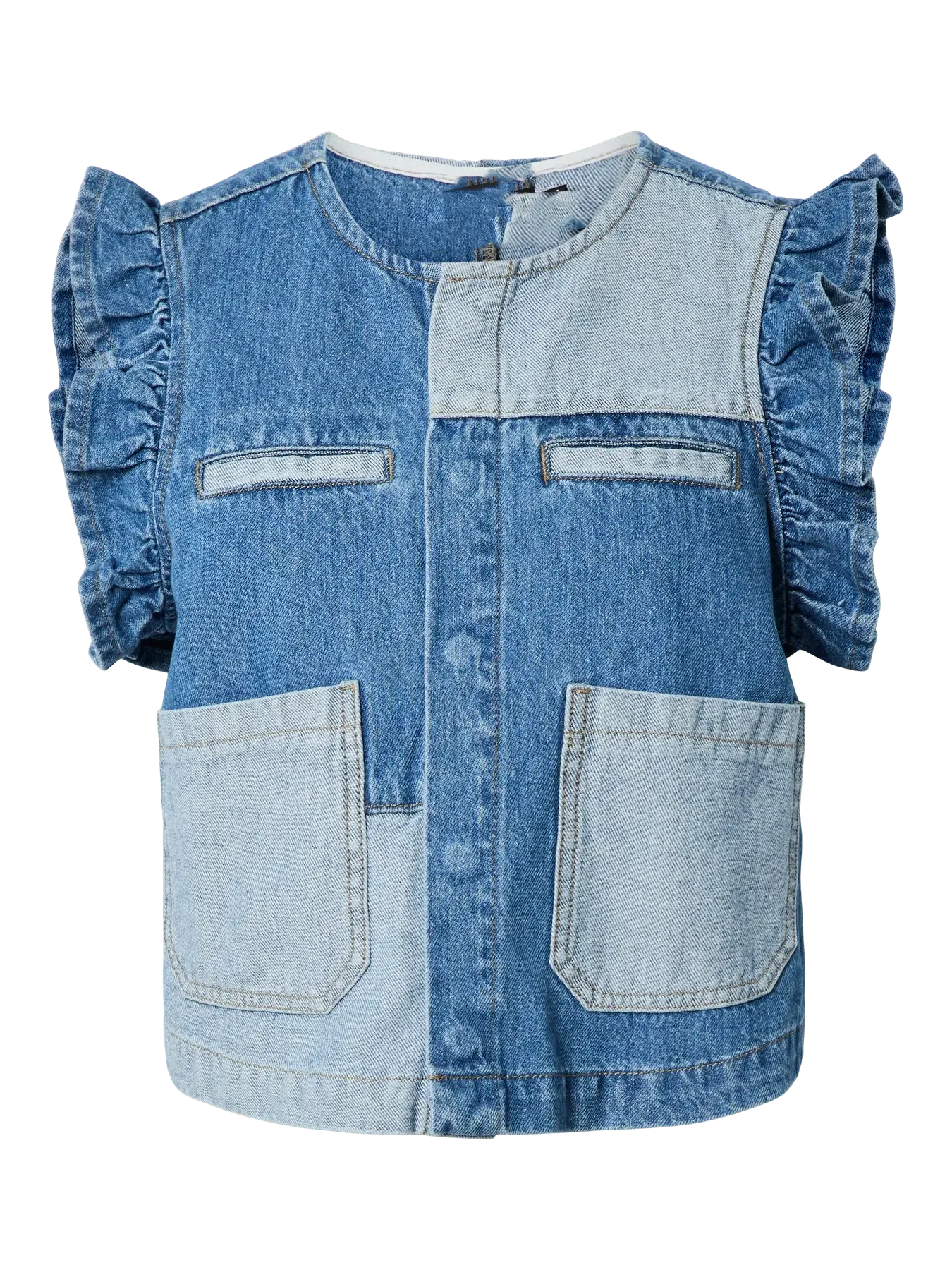 Fie patchwork denim gilet