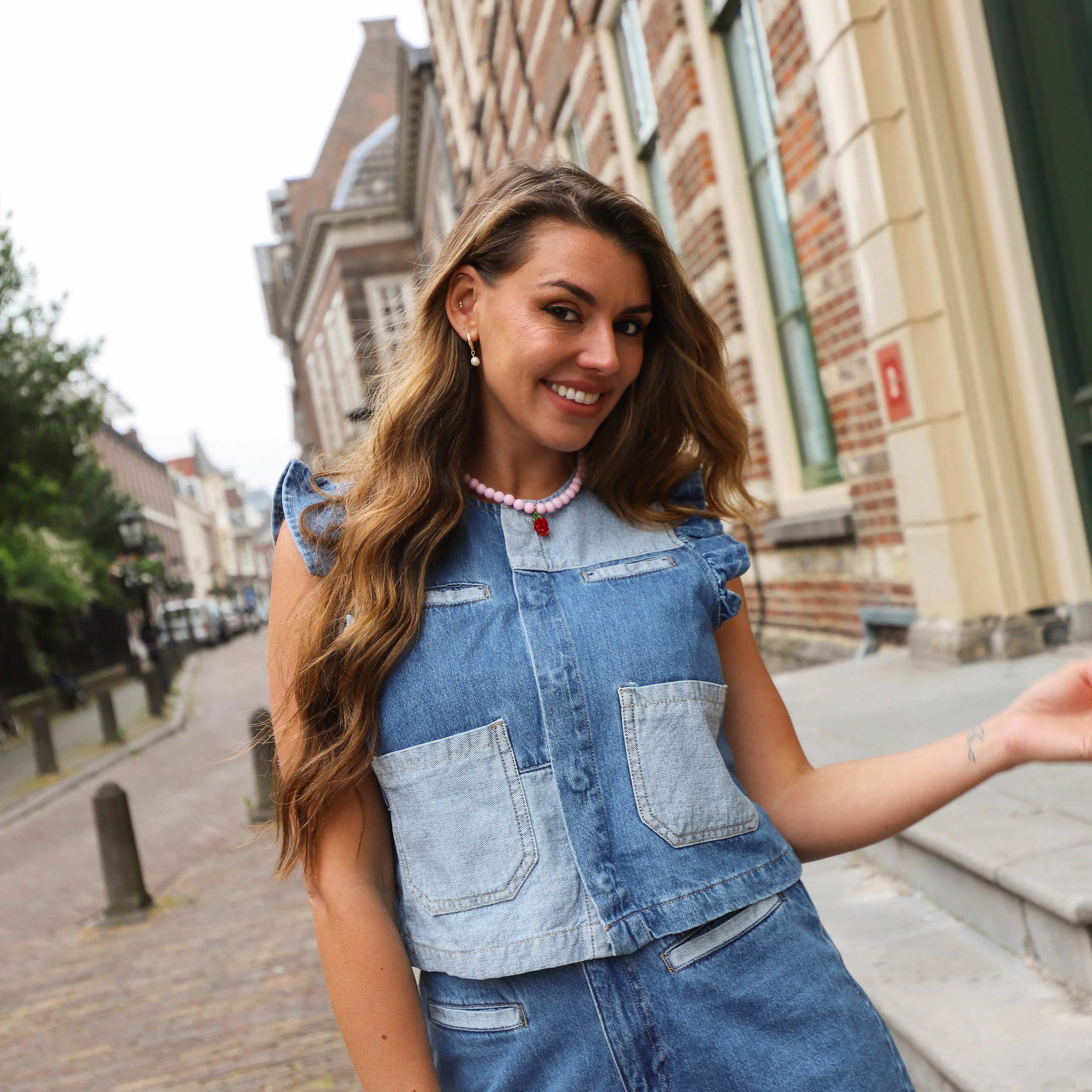 Fie patchwork denim gilet - Image 3