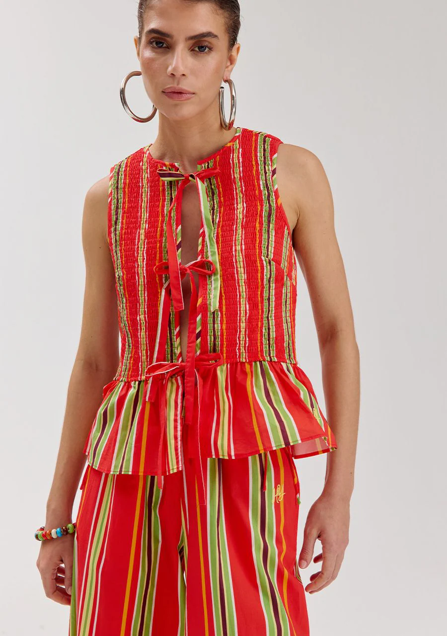 Harper & Yve Cindy top multi stripe red - Image 5