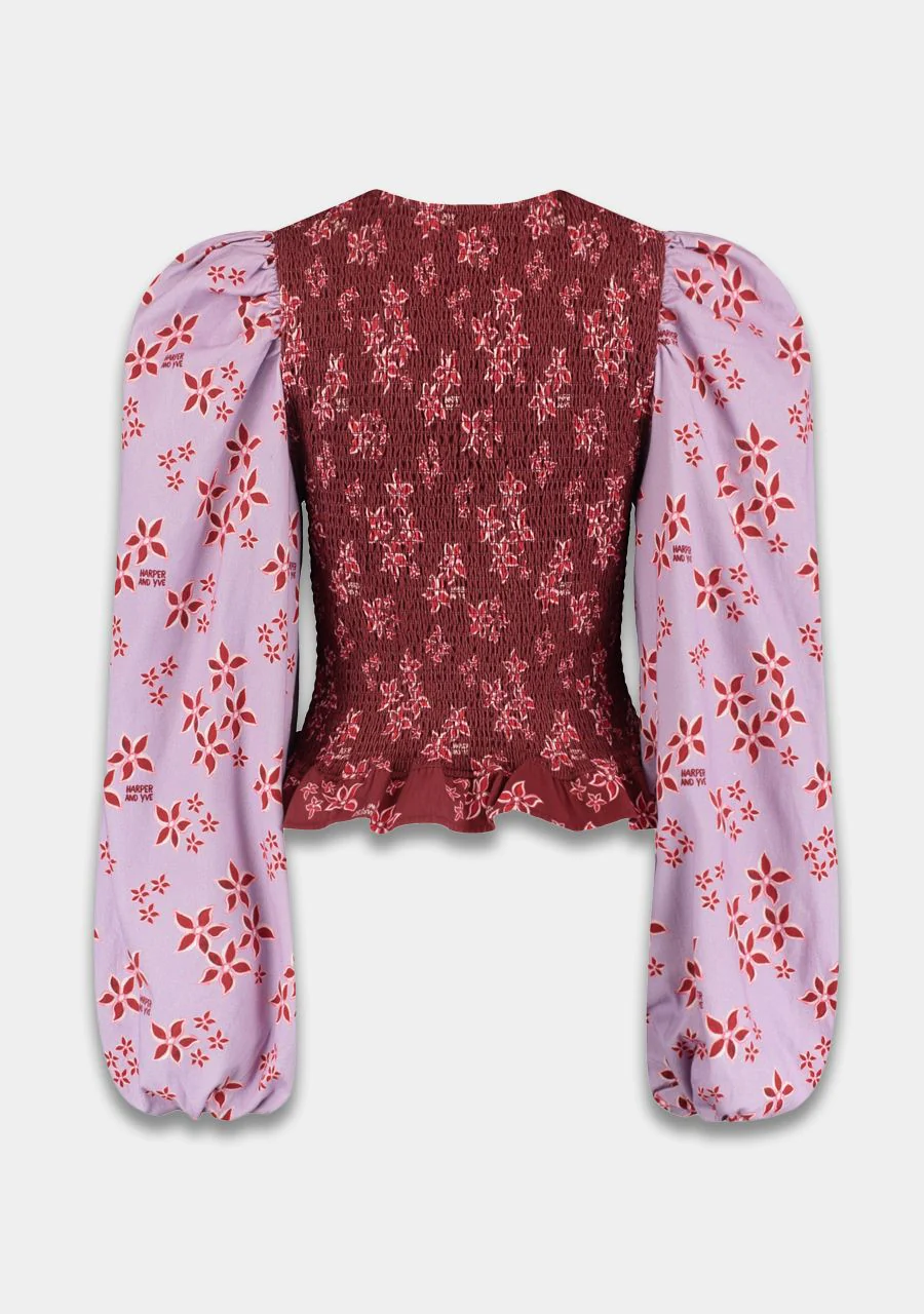 Harper & Yve Elin longsleeve pink star wine berry - Image 7