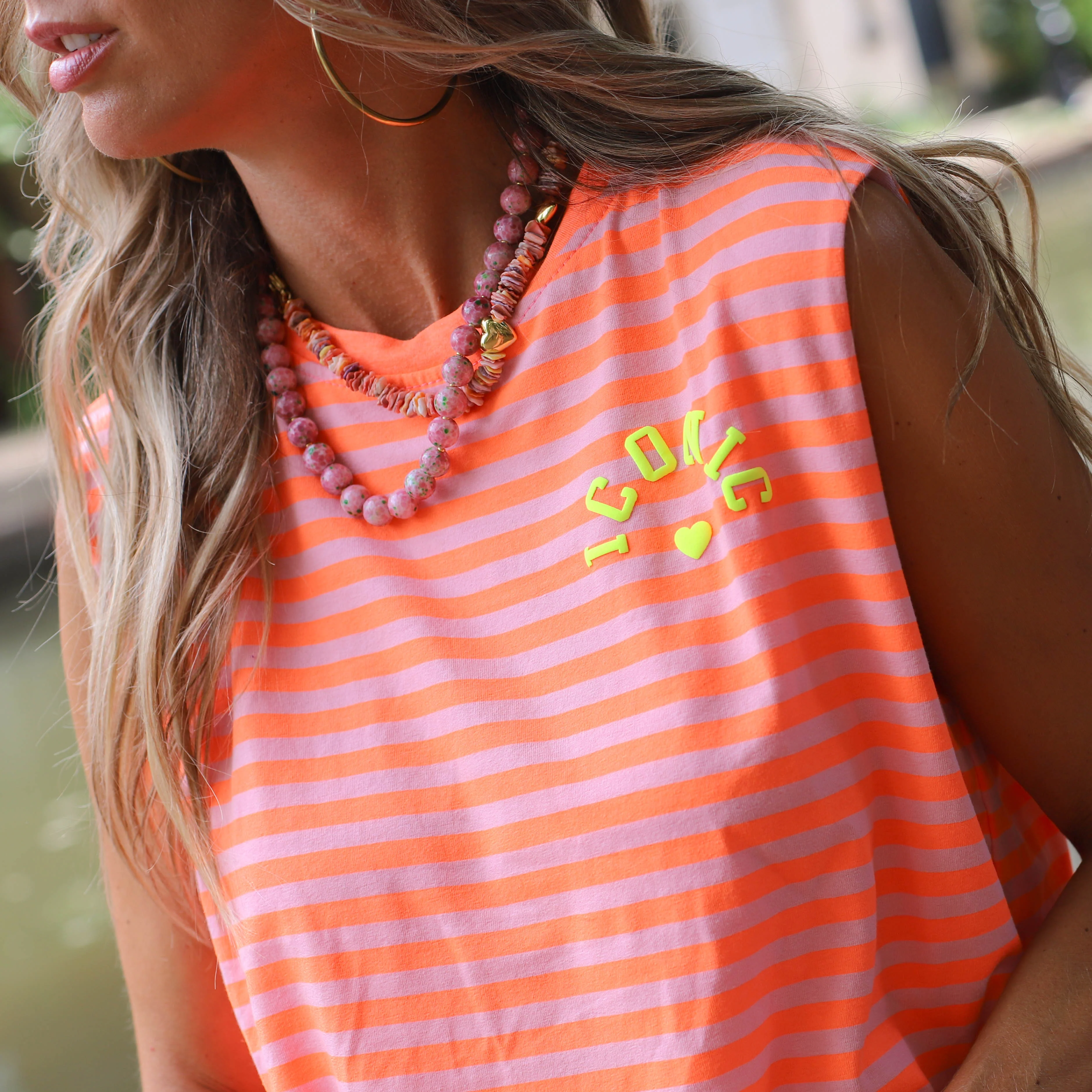 Iconic streep top roze oranje - Image 2