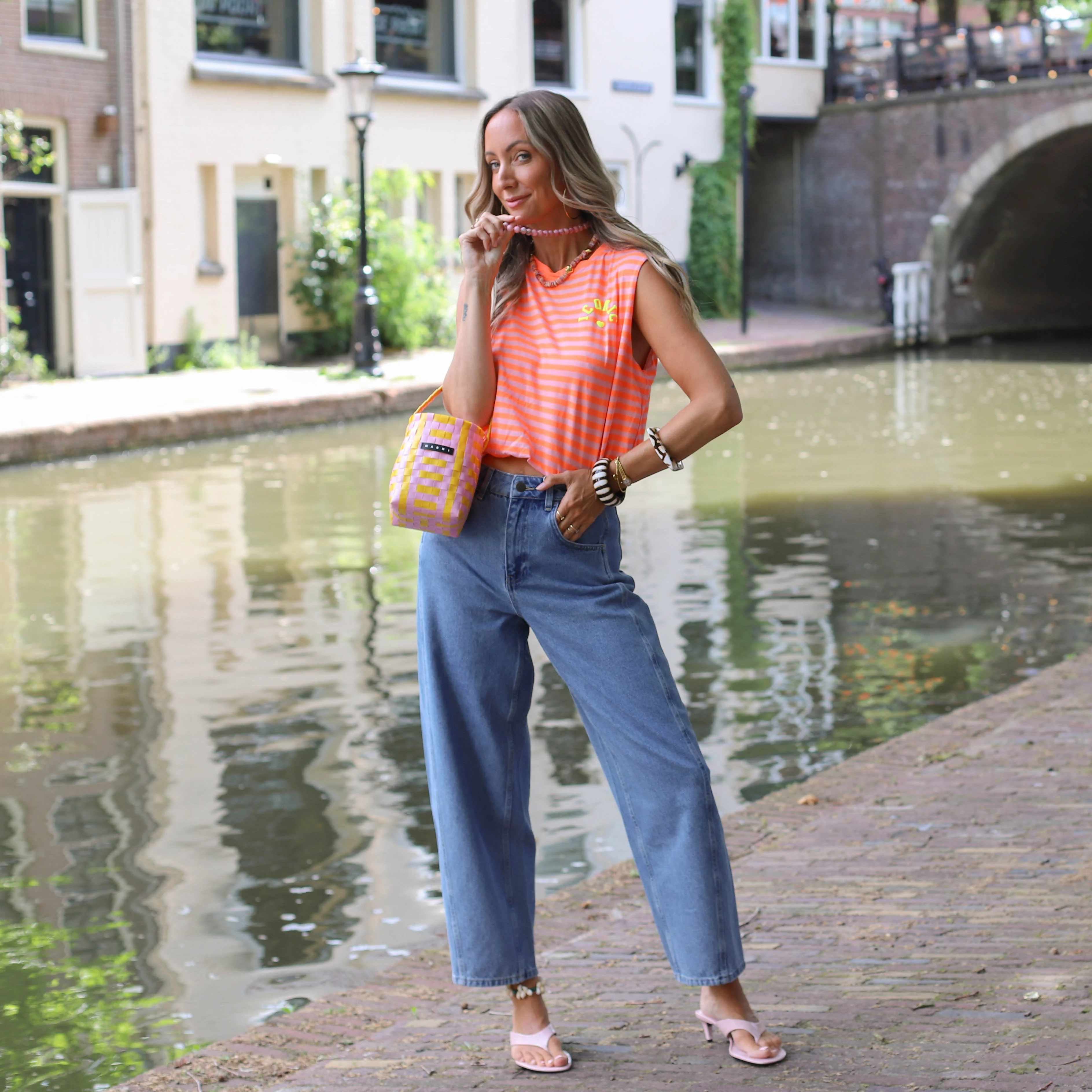 Iconic streep top roze oranje - Image 3