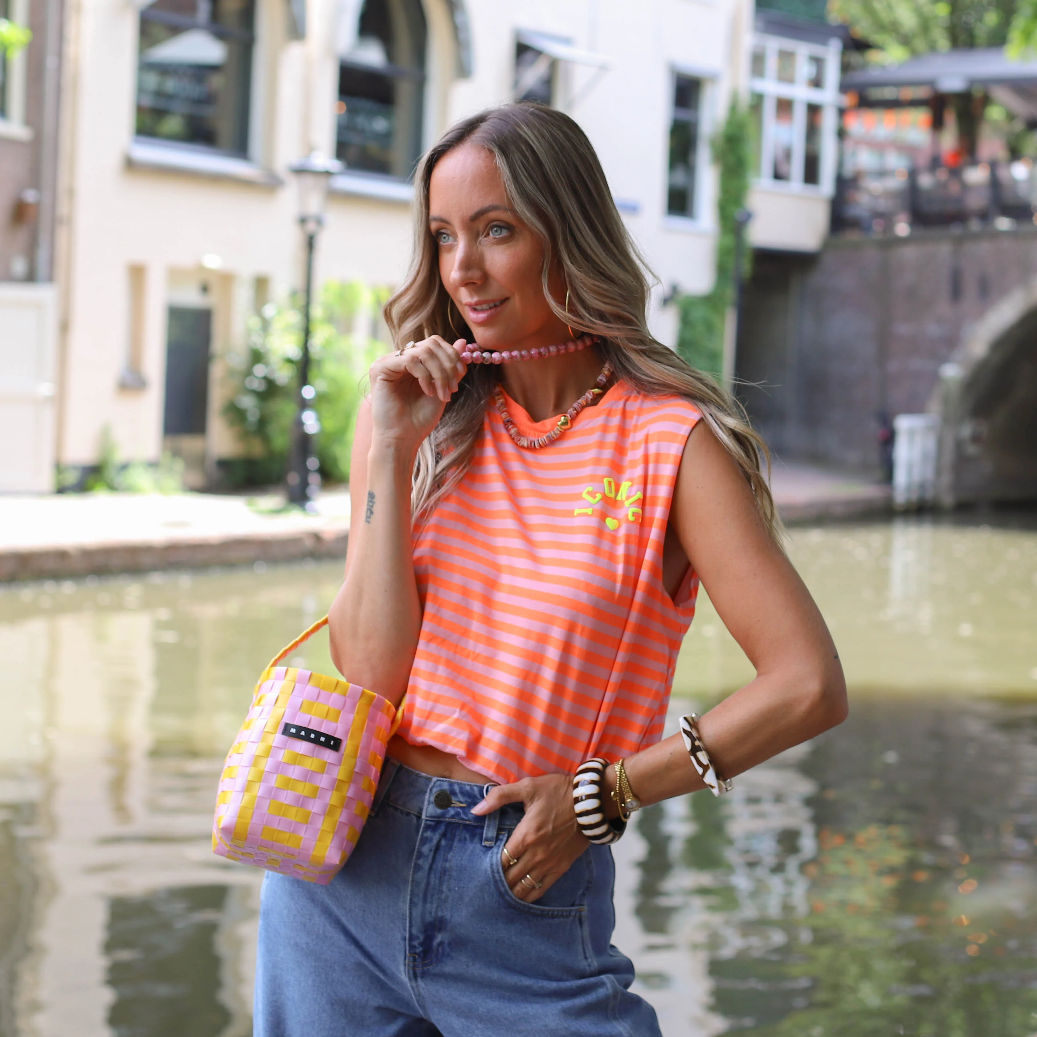 Iconic streep top roze oranje - Image 4