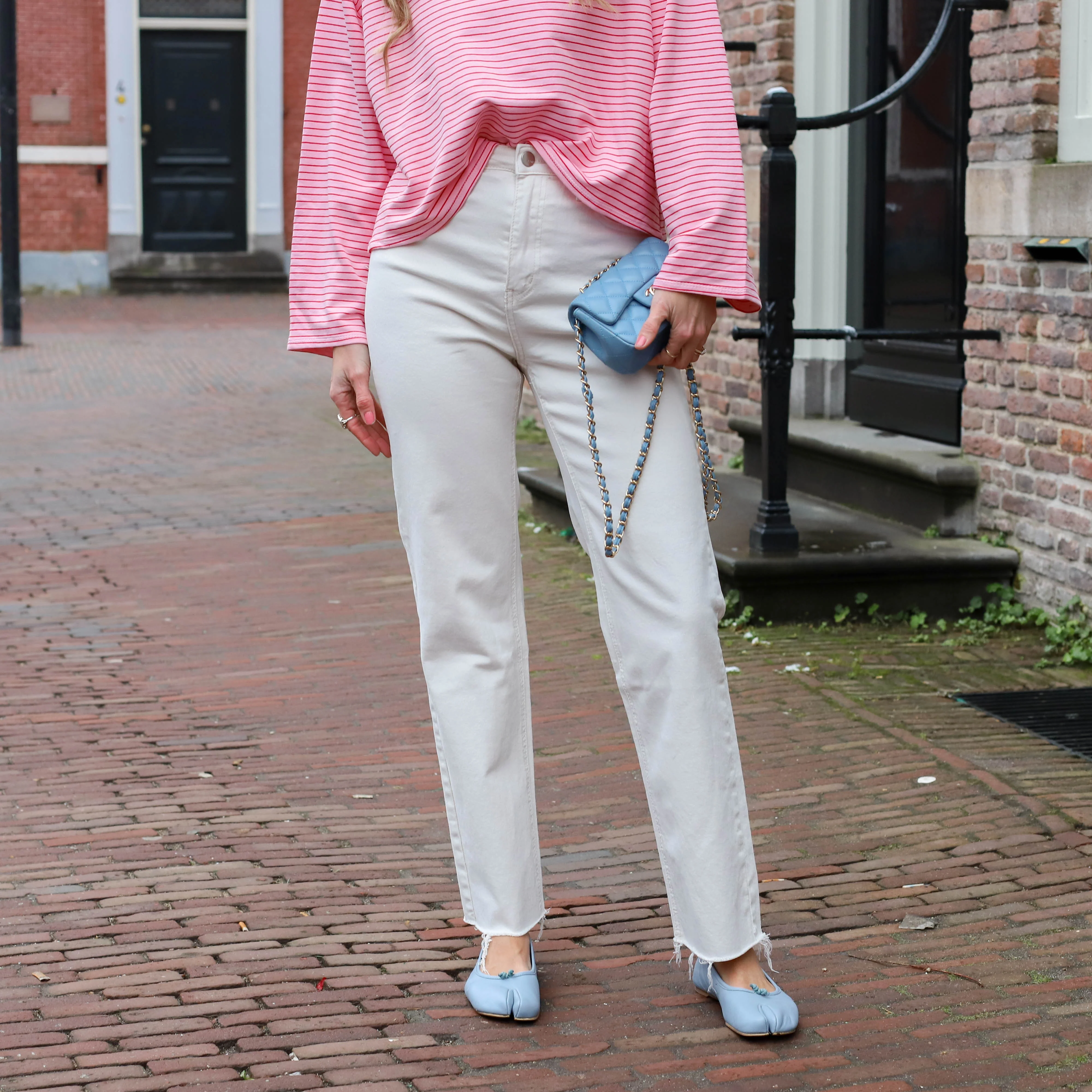 Lieke streep top roze burgundy - Image 4