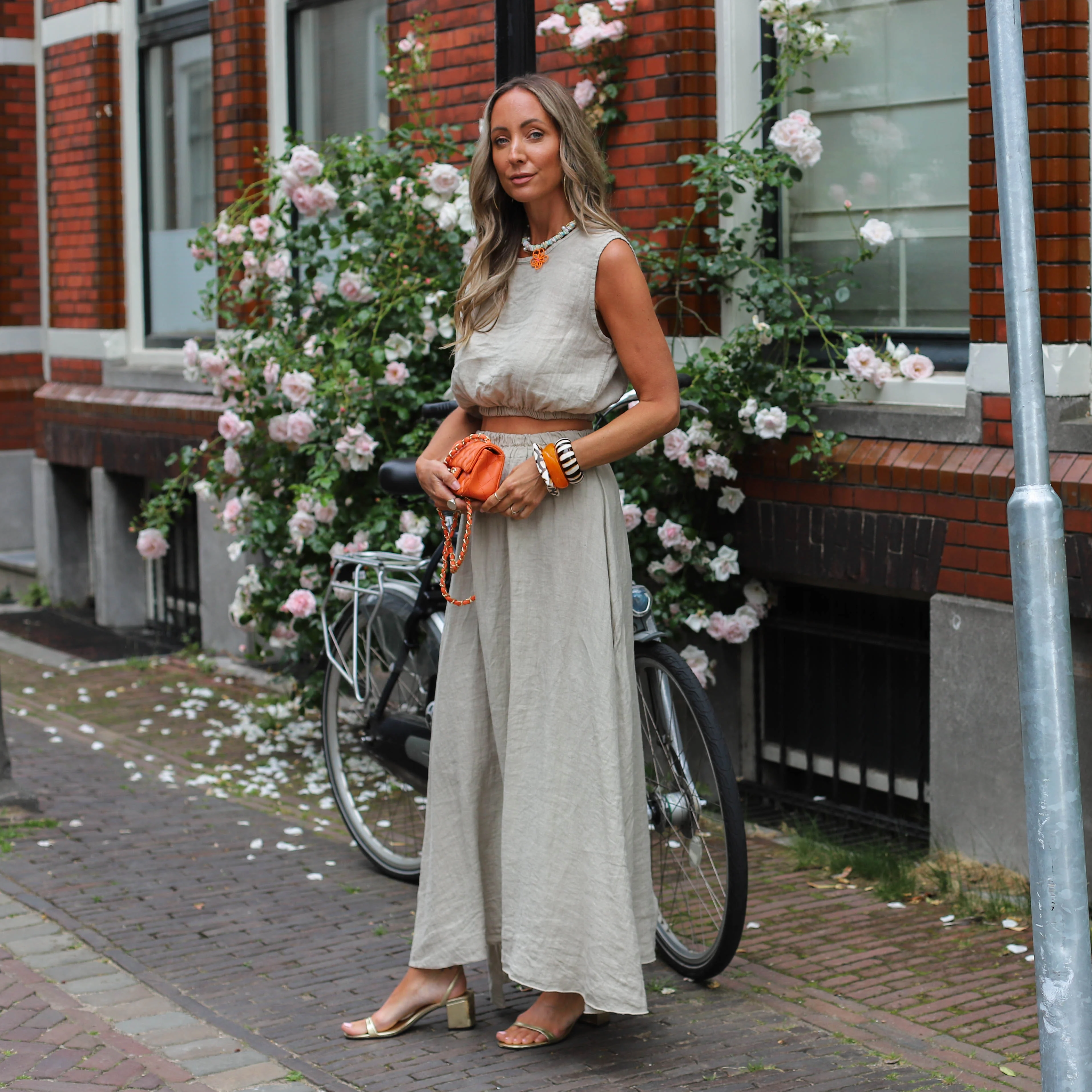 Linnen set rok en top beige - Image 2
