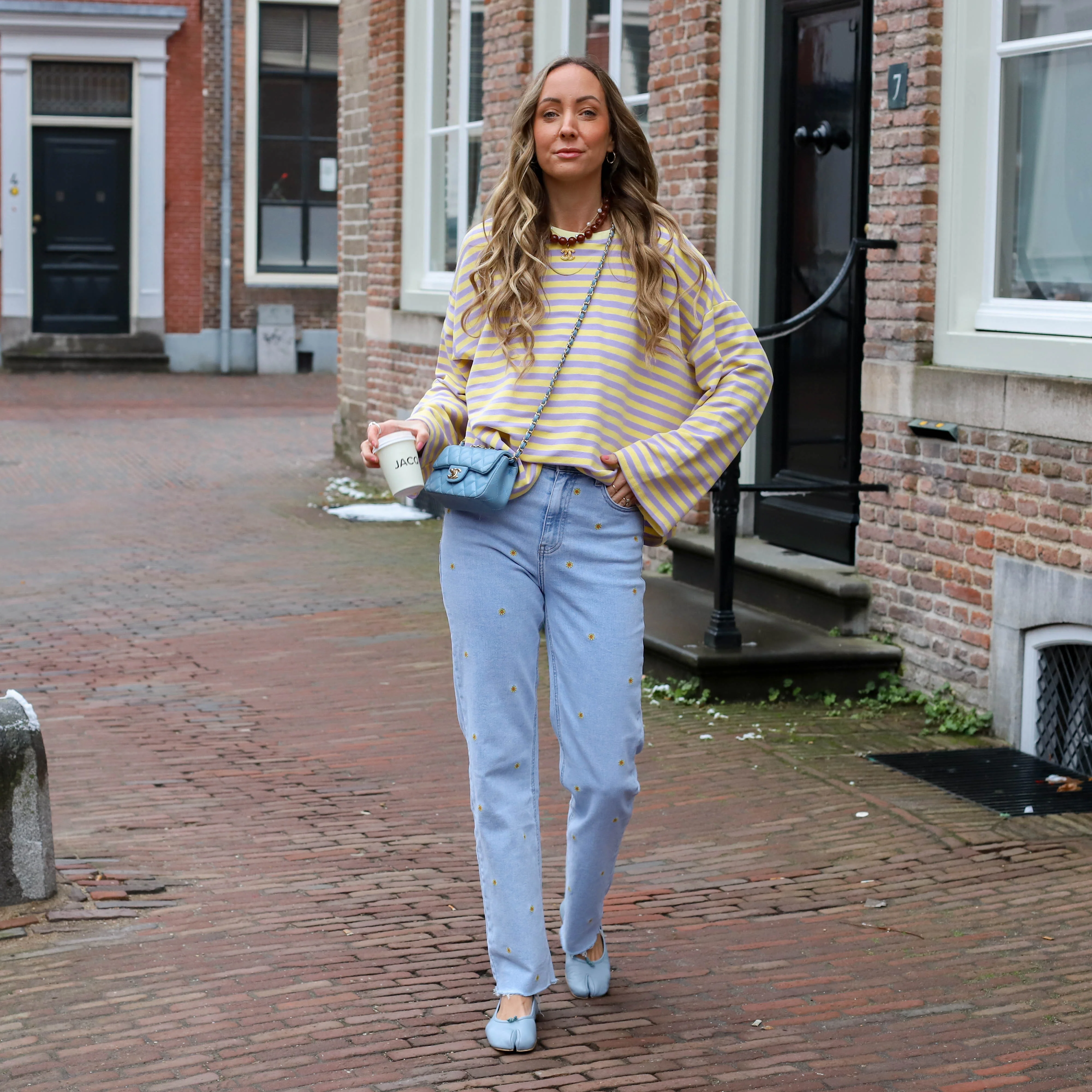Lora streep top geel lila - Image 3