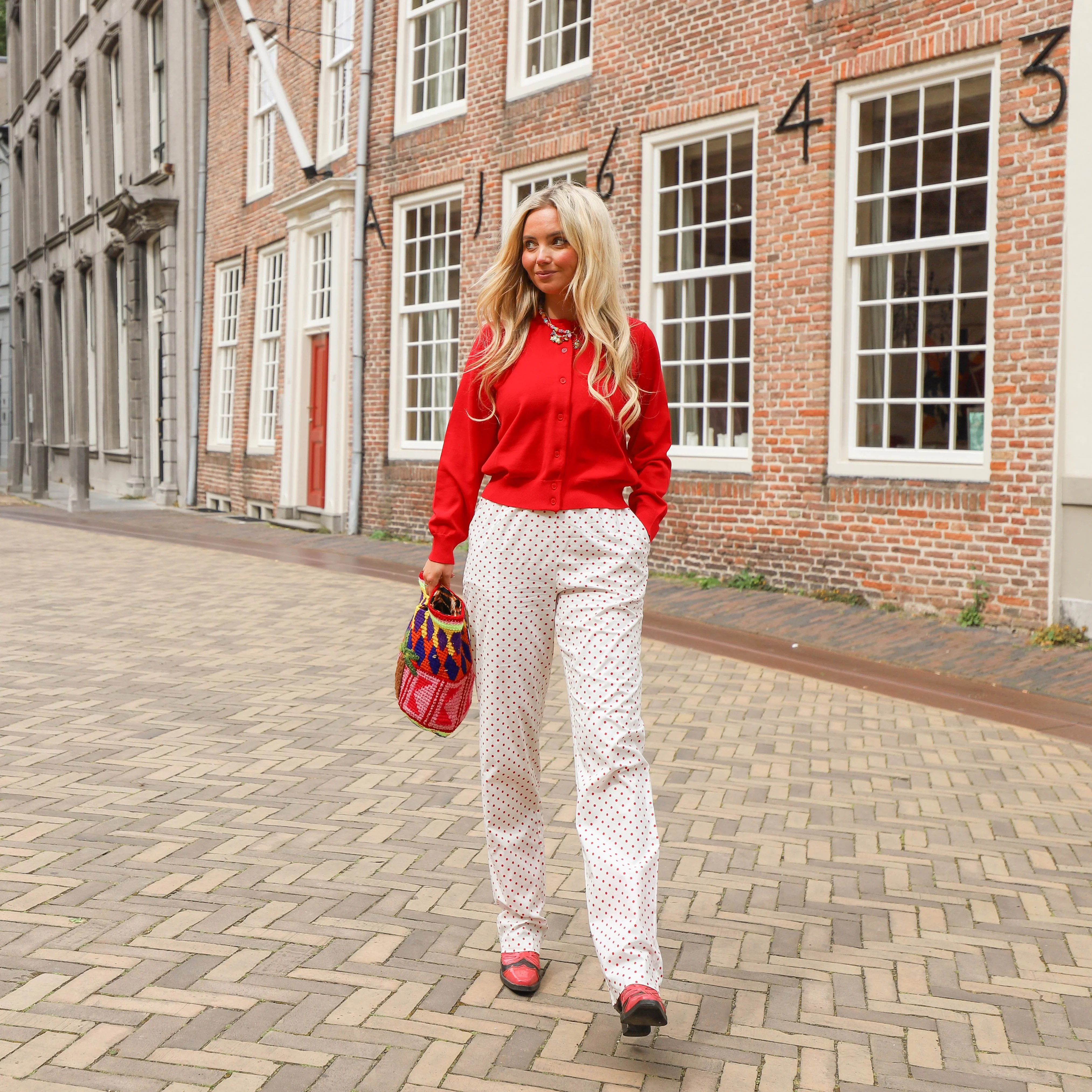 Malou straight jeans bright white rode stippen - Image 4
