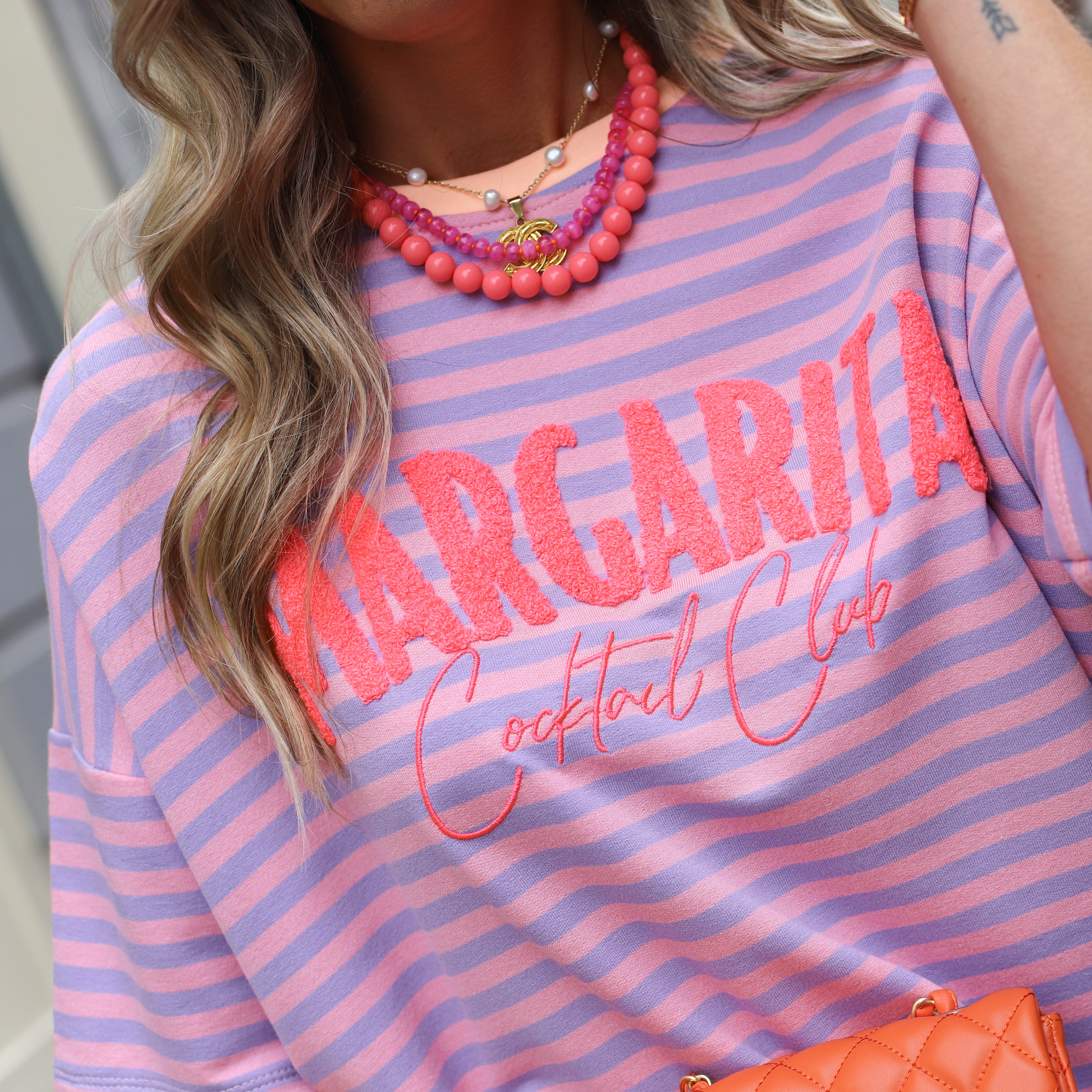 Margaritha tee streep roze lila - Image 12