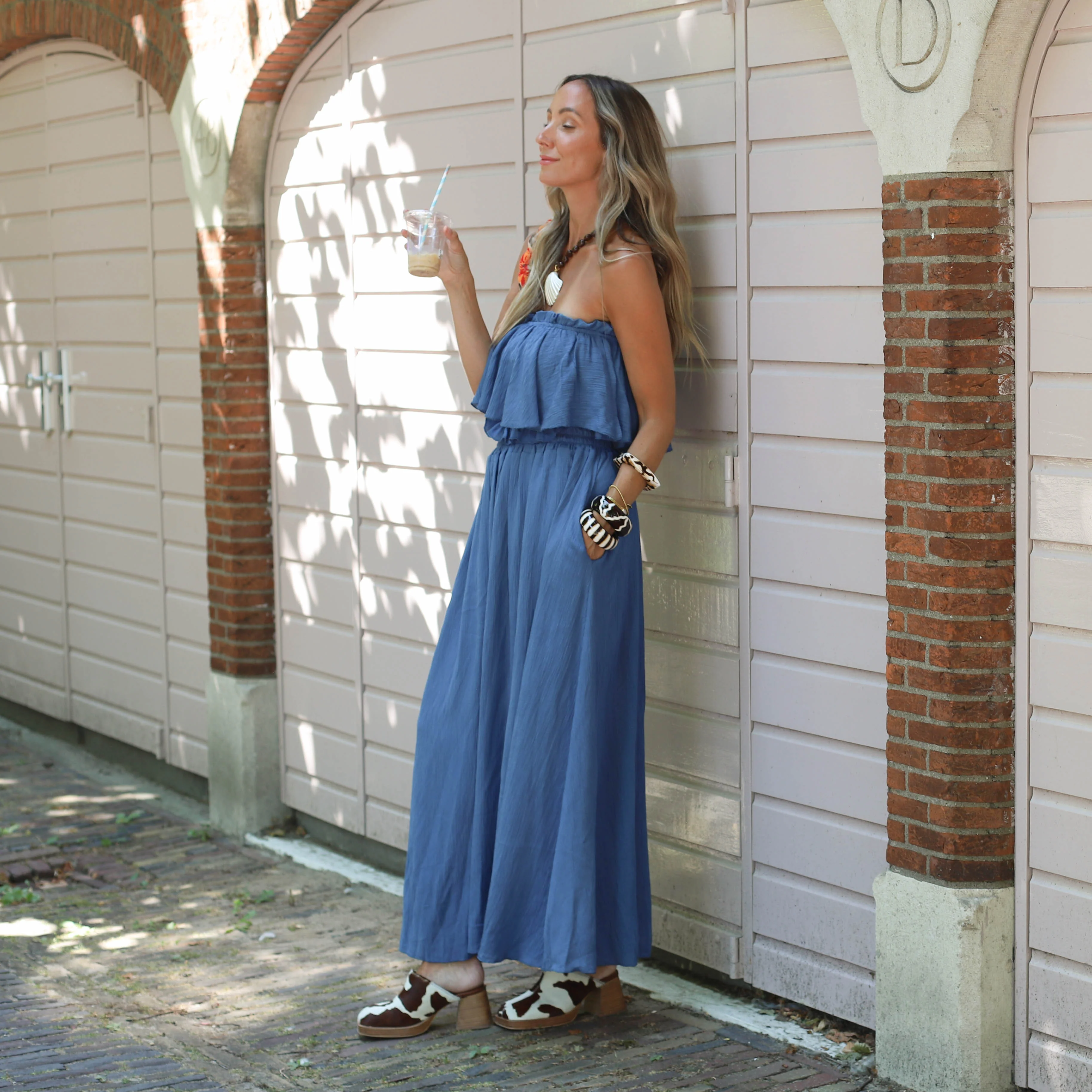 Maxi skirt long blauw - Image 2