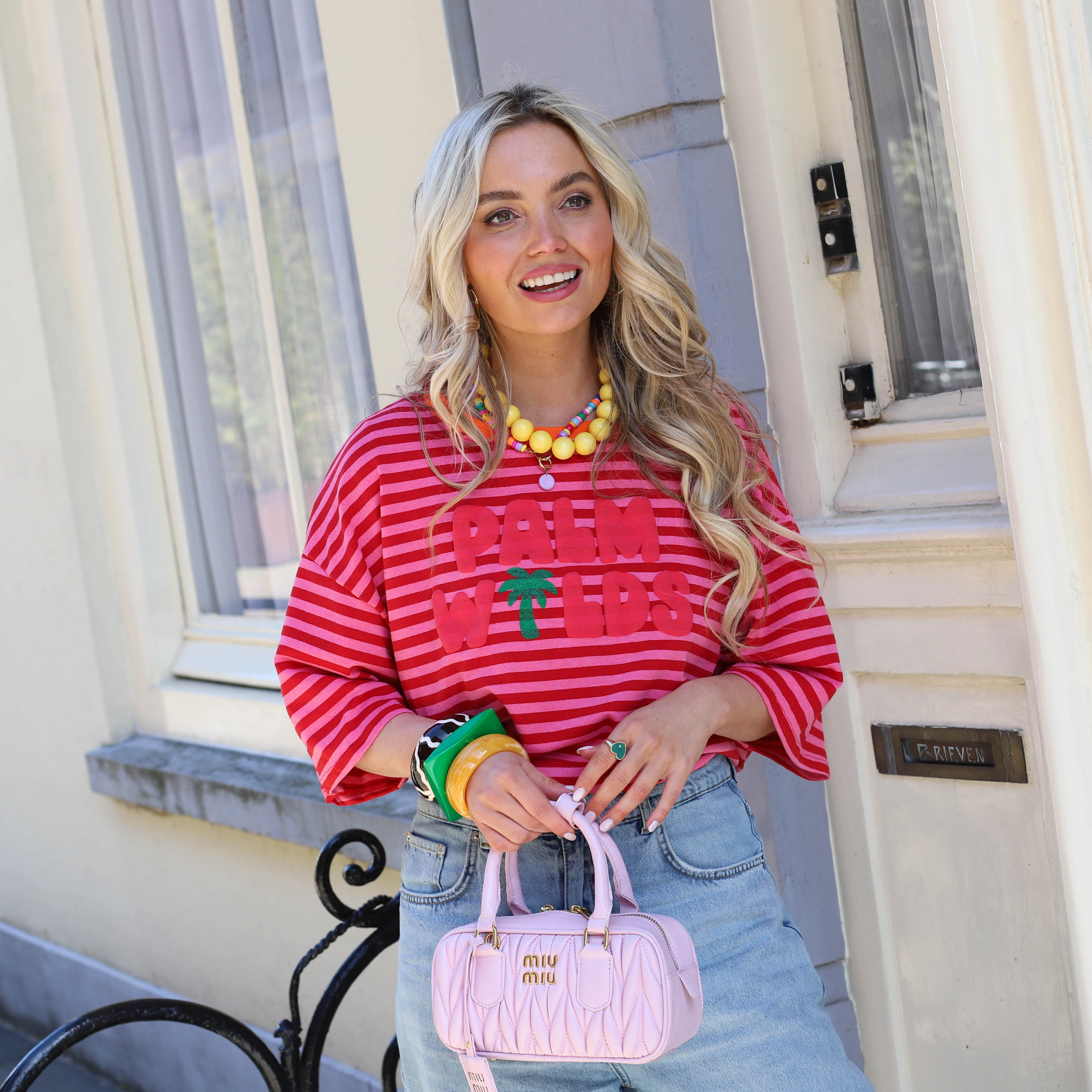 Palm shirt roze rood oranje kraag