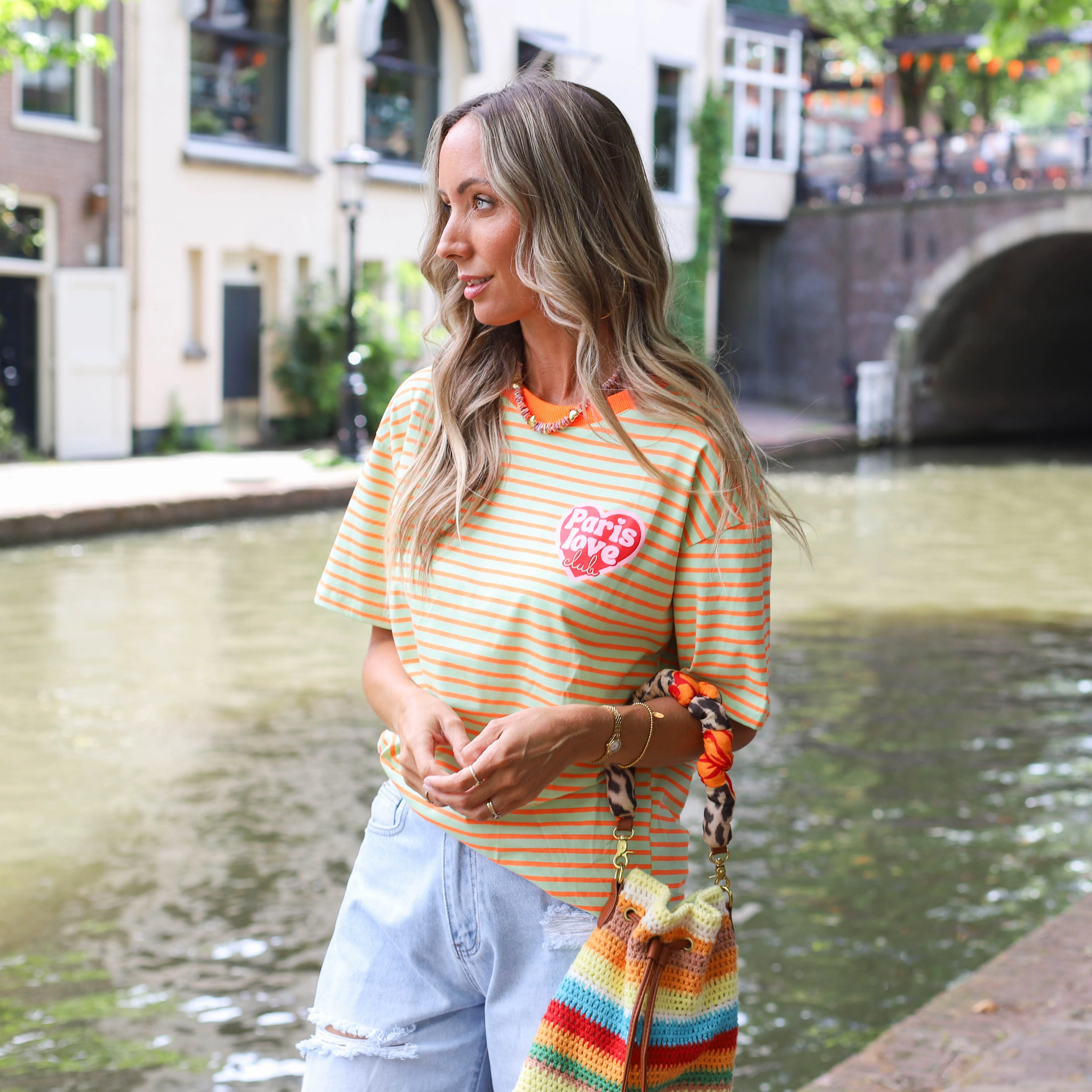 Paris love tee groen oranje - Image 2