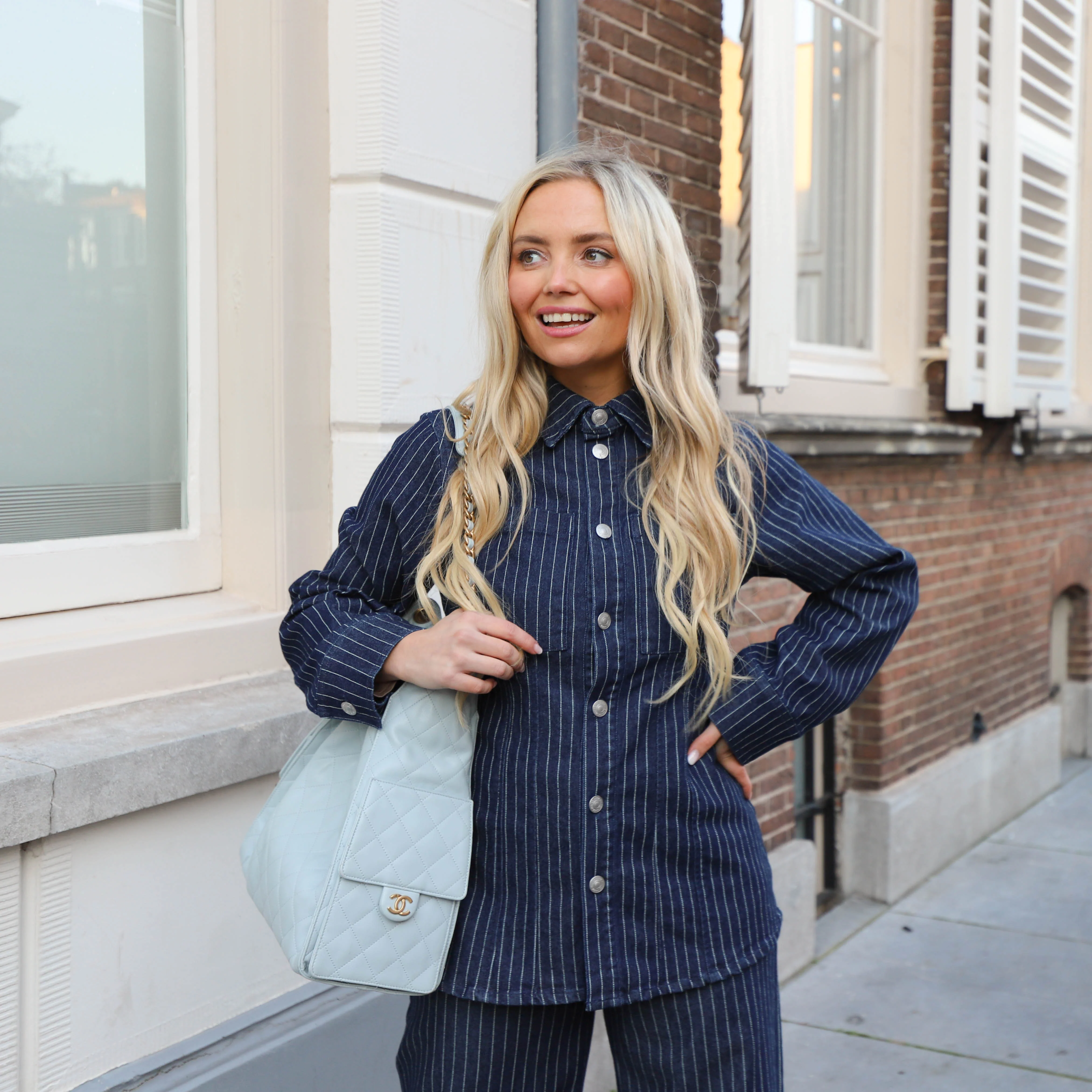 Rose denim blouse dark blue - Image 2