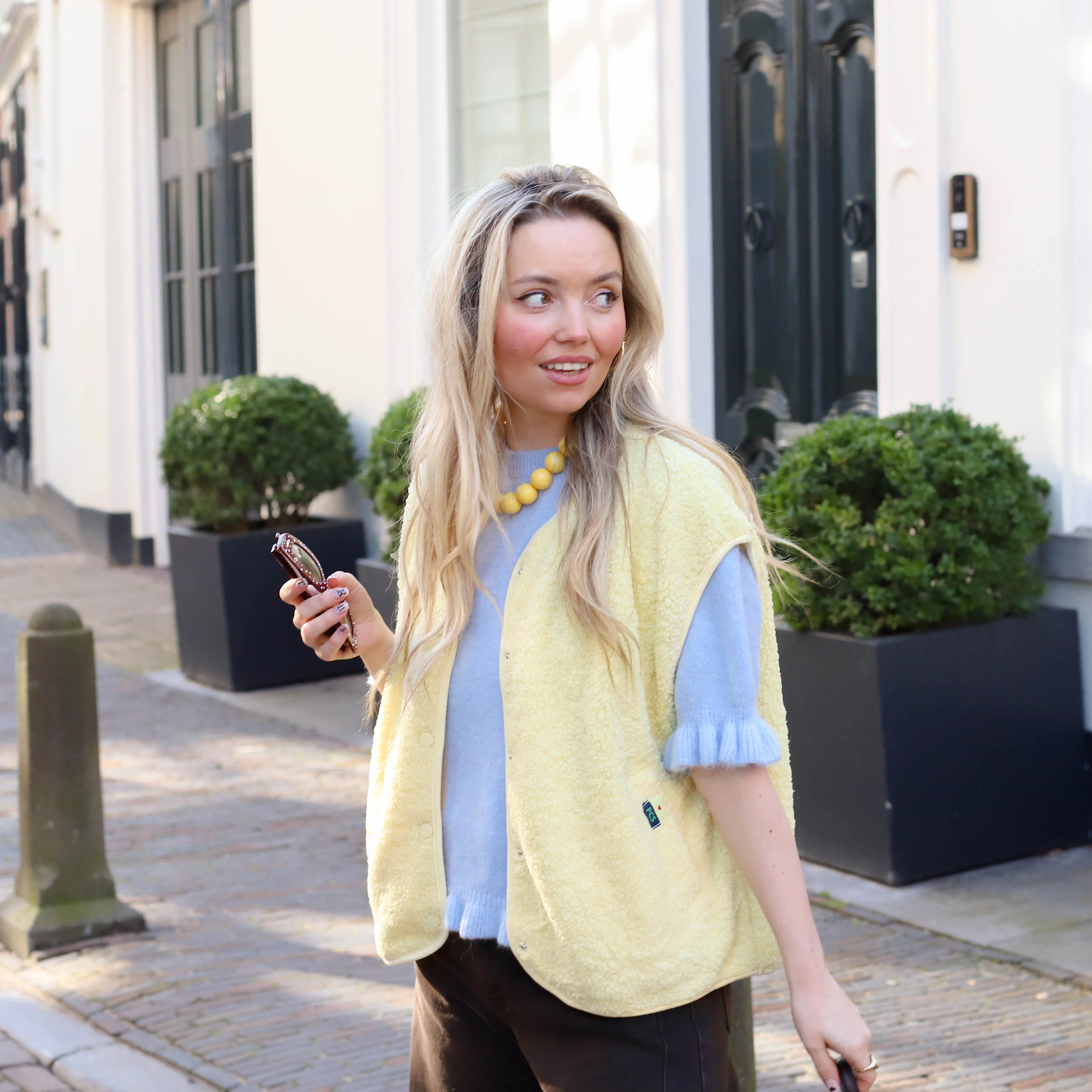 Rut ruffle trui blauw - Image 5