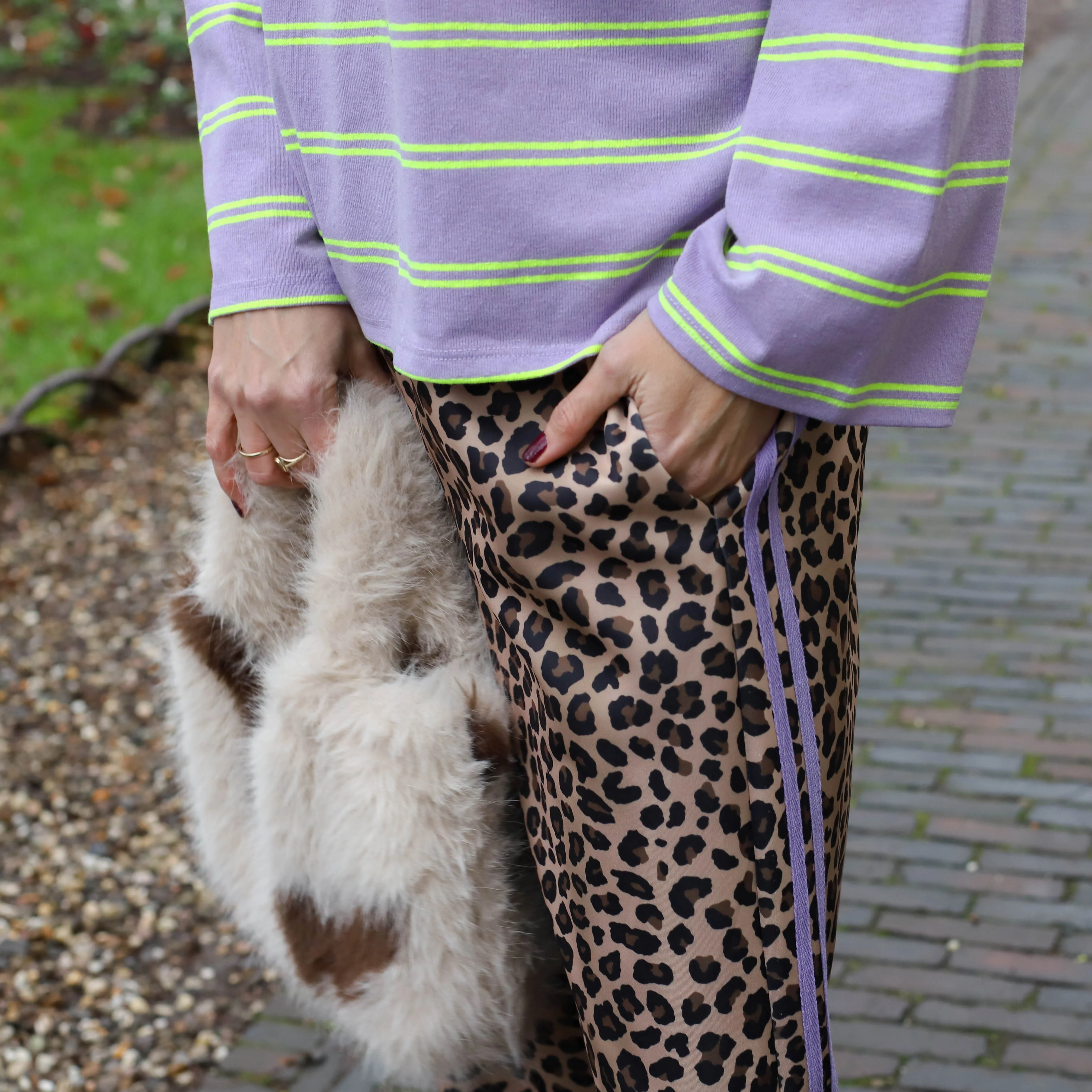 Streep trui Hannah paars lila lichtgroen - Image 4