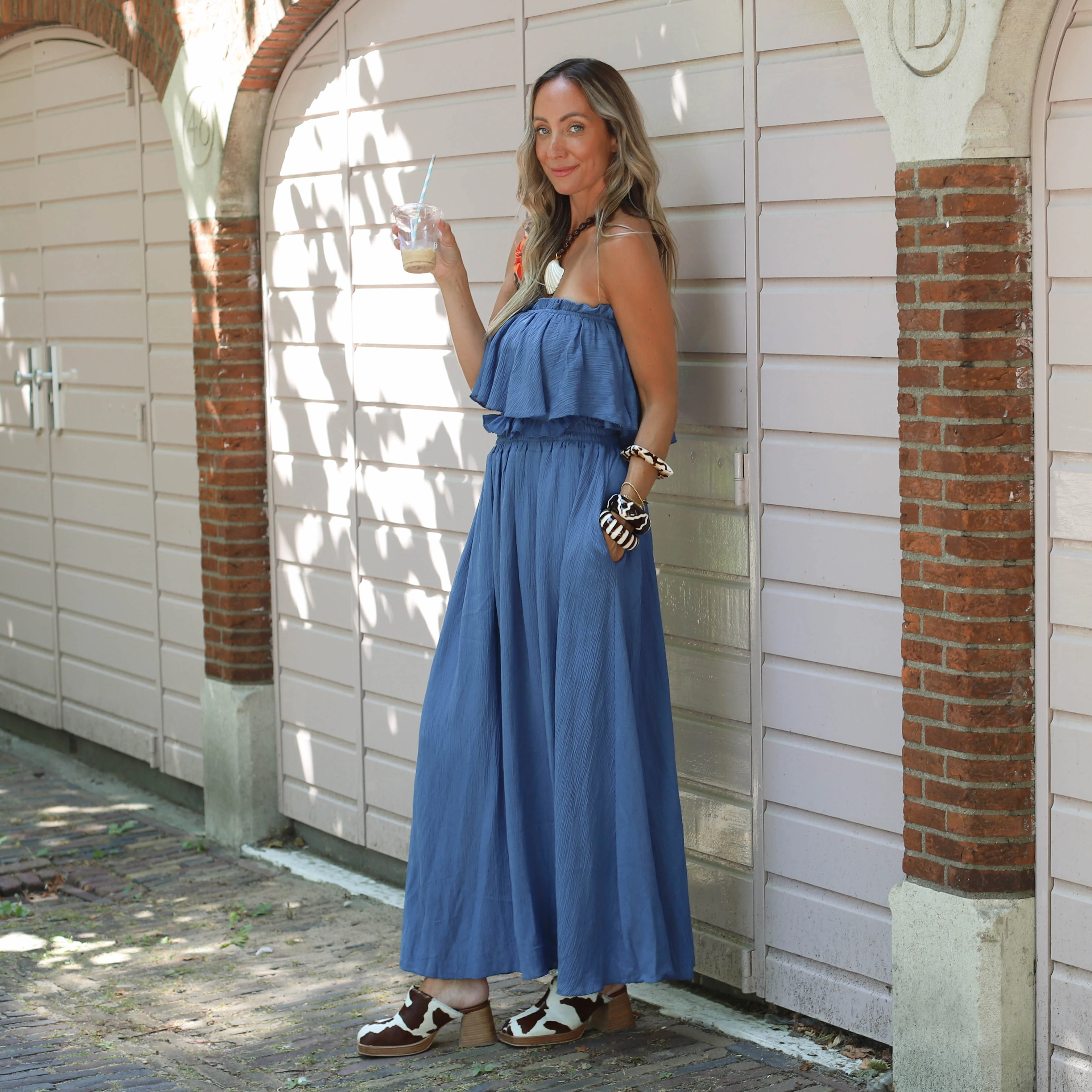 Top off shoulder blauw - Image 3