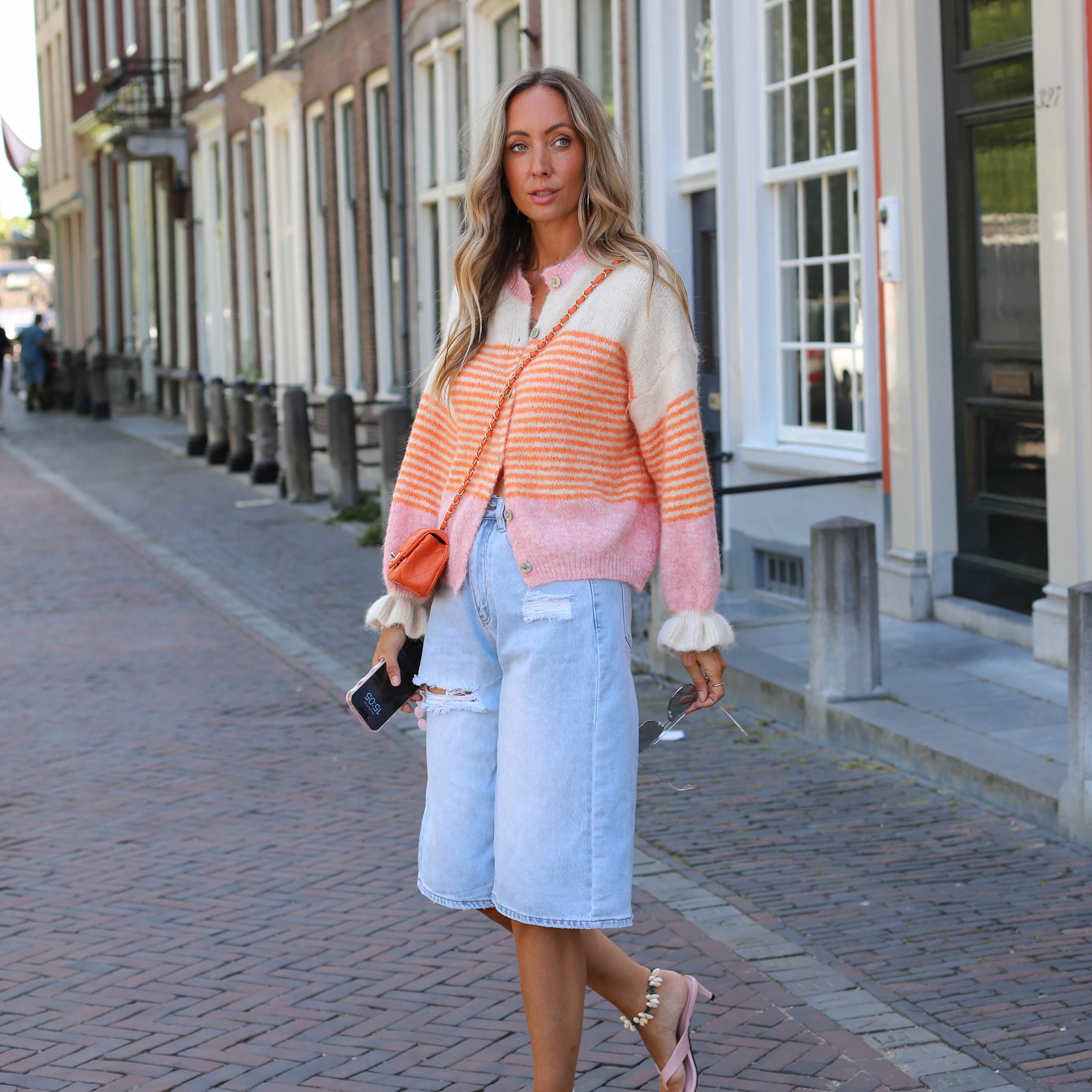 Vest Lexi Lou streep ecru roze - Image 6