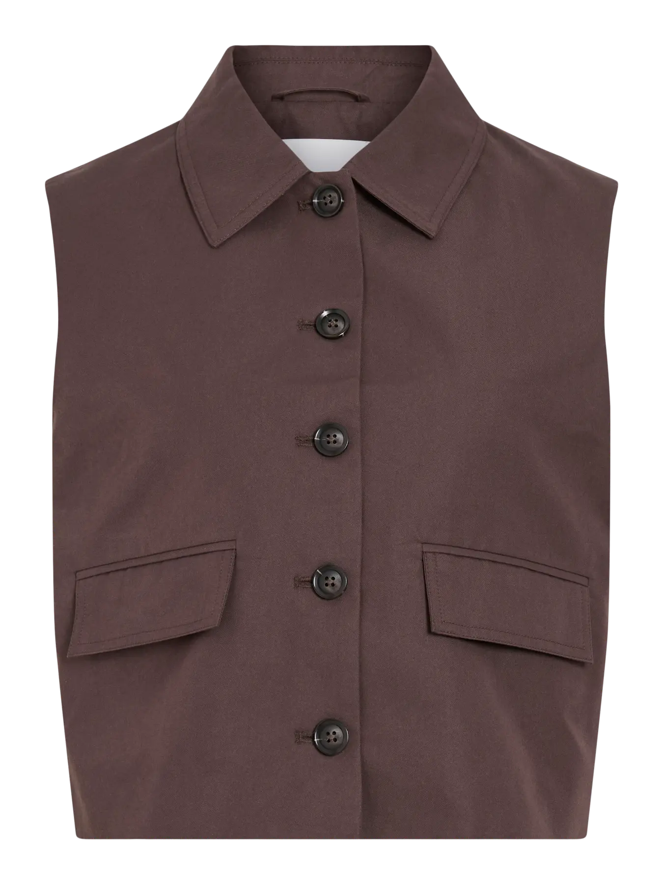 Vila Rou Fransiska gilet top seal brown - Image 3