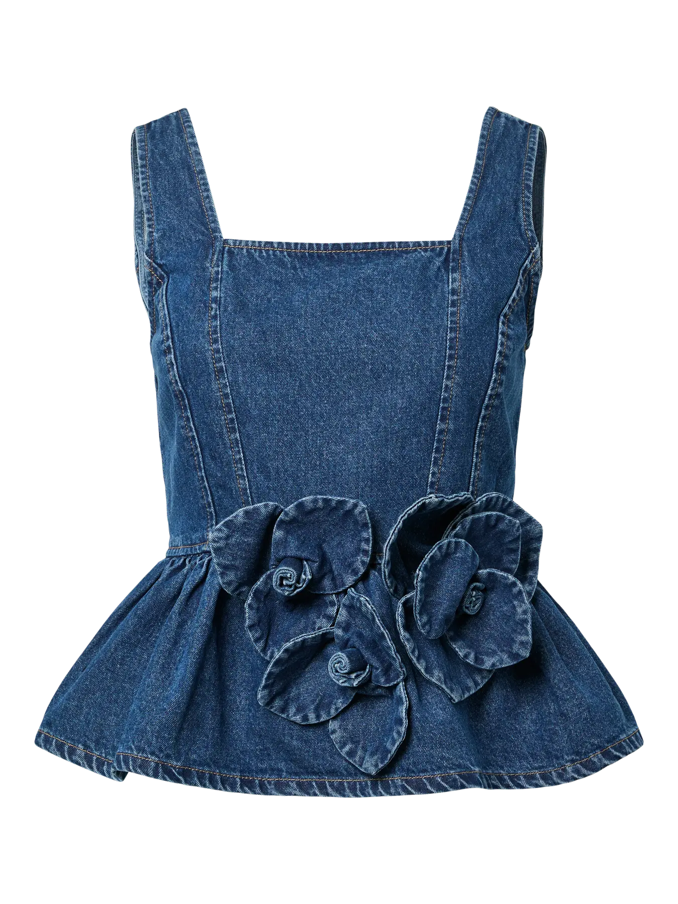 YAS Elsie denim top medium blue